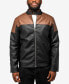 Men's Grainy Polyurethane Quilted Sleeves Jacket with Faux Shearling Lining