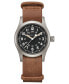 ფოტო #1 პროდუქტის Unisex Swiss Mechanical Khaki Field Brown Leather Strap Watch 38mm