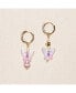 ფოტო #3 პროდუქტის 18K Gold Plated Huggied with Pink Dyed Freshwater Pearls and Lampwork Butterflies Beads - Heather Earrings For Women