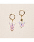 ფოტო #3 პროდუქტის 18K Gold Plated Huggied with Pink Dyed Freshwater Pearls and Lampwork Butterflies Beads - Heather Earrings For Women
