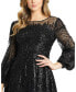 Фото #2 товара Women's Jewel Encrusted Illusion Long Sleeve A Line Gown
