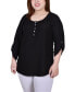 ფოტო #1 პროდუქტის Plus Size 3/4 Sleeve Honeycomb Henley Top