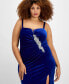 Trendy Plus Size Velvet Embellished Ruched Gown