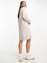 Фото #3 товара JDY puff sleeve knitted mini jumper dress in stone