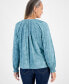 ფოტო #2 პროდუქტის Women's Long-Sleeve Smocked-Shoulder Top, Created for Macy's