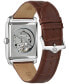 ფოტო #3 პროდუქტის Men's Automatic Sutton Brown Leather Strap Watch 33mm