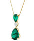 Фото #3 товара Grown With Love lab Grown Emerald (3-1/3 ct. t.w.) & Lab Grown Diamond (1/8 ct. t.w.) 18" Pendant Necklace in 14k Gold
