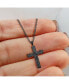 Фото #2 товара Chisel polished Black IP-plated Crucifix Pendant Curb Chain Necklace