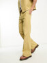 Фото #3 товара ASOS DESIGN flare suit trouser in slubby linen in beige