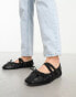 ASOS DESIGN Wide Fit Los Angeles ruched ballet with elastic strap in matte black