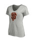 ფოტო #3 პროდუქტის Women's Heathered Gray San Francisco Giants Core Official Logo V-Neck T-shirt