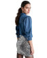 ფოტო #2 პროდუქტის Women's Cotton Puffed-Shoulder Denim Shirt