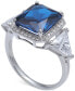 Cubic Zirconia Blue Halo Statement Ring in Sterling Silver