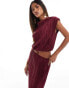 ASOS DESIGN plisse cutout detail maxi dress in burgundy