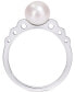 ფოტო #3 პროდუქტის Cultured Freshwater Pearl (7mm) & Lab-Created White Sapphire Accent Ring in Sterling Silver