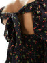 The Frolic strawberry print mini smock dress in black