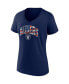 ფოტო #3 პროდუქტის Women's Navy Las Vegas Raiders Team Banner Wave V-Neck T-shirt