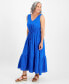 Petite Cotton Sleeveless Midi Dress, Created for Macy's cosmic cobalt, PP - фото #2