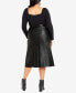 Plus Size Panel Faux Leather Midi Skirt