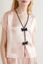 MORGAN LANE 274881 Joanie Bow-embellished Satin Pajama Top In Pastel Pink size M - фото #1