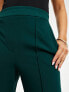 Vila stretch wide leg trousers with pin tuck front in dark green