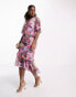 Фото #2 товара Hope & Ivy flutter sleeve frill midi dress in pink floral