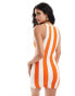 Mango stripe mini dress in orange and white Оранжевый, L - EU 40 - фото #4