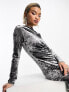 & Other Stories velvet midaxi column dress with drape detail in dark grey