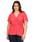Фото #1 товара Plus Size Ruched Flutter-Sleeve Top
