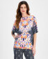 Фото #1 товара Women's Short-Sleeve Printed Dolman-Sleeve Top, Created for Macy's