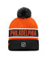 ფოტო #2 პროდუქტის Men's Black, Orange Philadelphia Flyers Authentic Pro Rink Cuffed Knit Hat with Pom