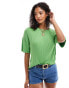 Mango short sleeve knitted top in green