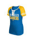 Фото #2 товара Women's Powder Blue Los Angeles Chargers Raglan Lace-Up T-shirt