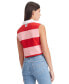 ფოტო #2 პროდუქტის Women's Letterman Striped Sleeveless Polo Shirt