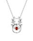 ფოტო #1 პროდუქტის Red Cubic Zirconia Reindeer Pendant Necklace
