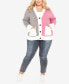 Фото #4 товара Plus Size Zola Colorblock V-neck Cardigan Sweater