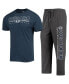 ფოტო #1 პროდუქტის Men's Heathered Charcoal, Navy BYU Cougars Meter T-shirt and Pants Sleep Set