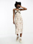 Фото #1 товара Noisy May lace detail cami midi dress in white & beige tie dye