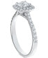 ფოტო #3 პროდუქტის Diamond Halo Diamond Engagement Ring with Pavé Band (1-1/20 ct. t.w.) in 14k White Gold