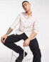 ASOS DESIGN wedding smart linen regular fit shirt with penny collar in pink Розовый, XS - Chest 36 - фото #3