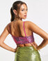 Фото #2 товара Collective the Label exclusive sequin crop top co-ord in hot pink