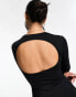 Bershka long sleeve open back shaping maxi dress in black