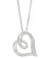 ფოტო #3 პროდუქტის Diamond Swirl Heart Pendant Necklace (1/4 ct. t.w.) in Sterling Silver, 16" + 2" extender