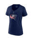 ფოტო #3 პროდუქტის Women's Johnny Gaudreau Navy Columbus Blue Jackets Authentic Stack Name and Number V-Neck T-shirt