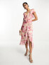 ASOS DESIGN chiffon ruffle wrap midi dress in soft floral