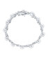 ფოტო #2 პროდუქტის Bridal Wedding Multi CZ Marquise Leaves Vine Genuine White Button Freshwater Cultured Pearl Bracelet For Women Silver Plated 7 Inch