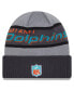 Фото #1 товара Men's Gray Miami Dolphins 2023 Sideline Tech Cuffed Knit Hat