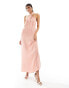 Vila Bridesmaid satin twist halterneck maxi dress in rose pink