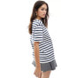 Pull&Bear oversized basic t-shirt in black and white stripe Белый, M - EU 38 - фото #3