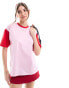 Фото #1 товара JJXX colourblock oversized t-shirt in pink red